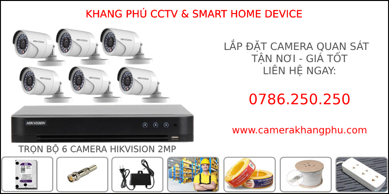 Bộ 6 camera Hikvision 2MP